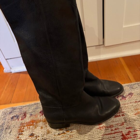 Chanel Black Leather Interlocking CC Logo Riding Midcalf Boots Size 39 - Picture 7 of 8